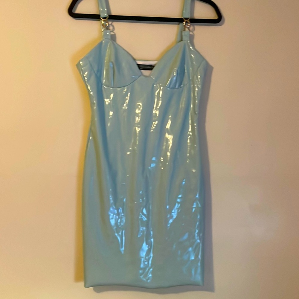 PlasticFun party dress.Sky blue fits S/XS im a 2 fits great says med tho-false